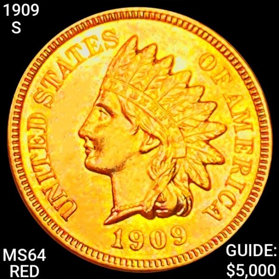 1909-S Indian Head Cent CHOICE BU RED