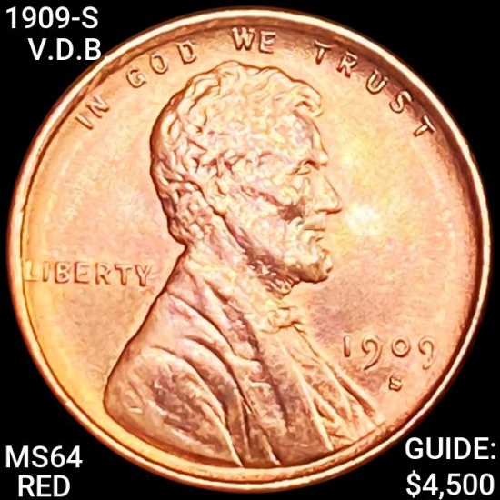 1909-S V.D.B. Lincoln Wheat Cent CHOICE BU RED