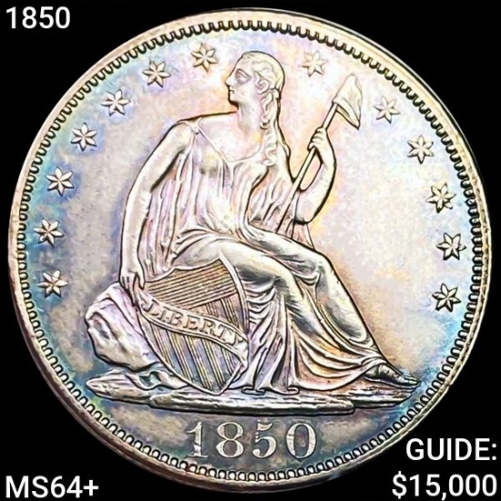 1850 Seated Libety Half Dollar CHOICE BU+