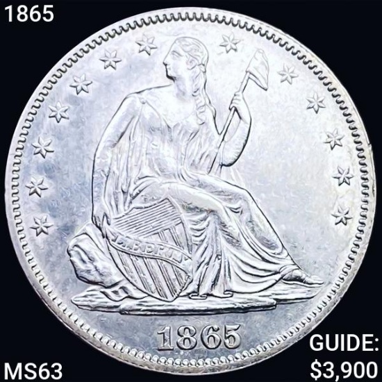 1865 Seated Liberty Half Dollar CHOICE BU