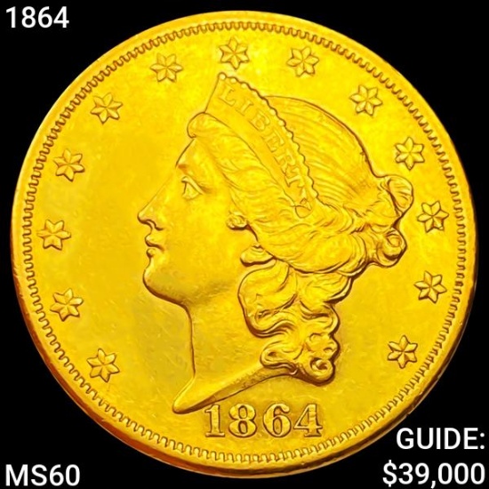 1864 $20 Gold Double Eagle UNCIRCULATED