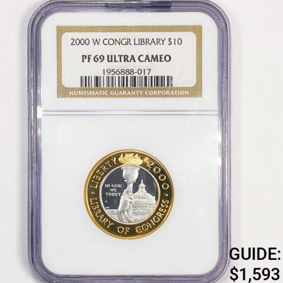 2000-W Gold $10 Congr Library NGC - PF69 UC