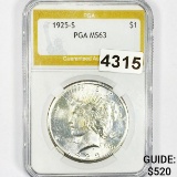 1925-S Silver Peace Dollar PGA - MS63