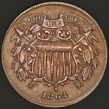 1864 Two Cent Piece UNCIRCULATED SML MOTTO UNC
