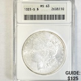 1881-S Morgan Silver Dollar ANACS - MS63