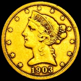 1903-S $5 Gold Half Eagle NEARLY UNCIRCULATED