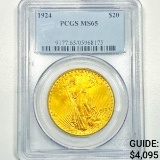 1924 $20 Gold Double Eagle PCGS - MS65