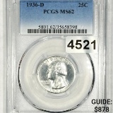 1936-D Washington Silver Quarter PCGS - MS62