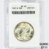 1947-D Walking Liberty Half Dollar ANACS - MS63+