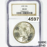 1925 Silver Peace Dollar NGC - MS64