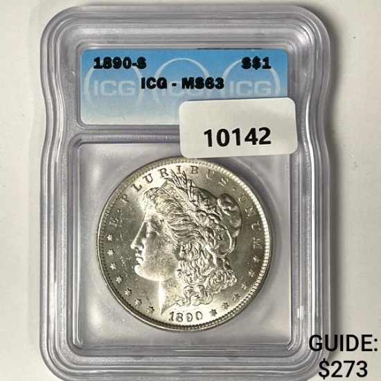 1890-S Morgan Silver Dollar ICG-MS63