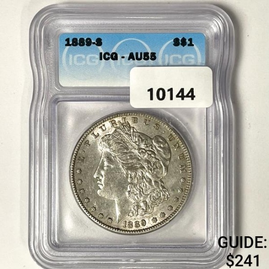 1889-S Morgan Silver Dollar ICG-AU55