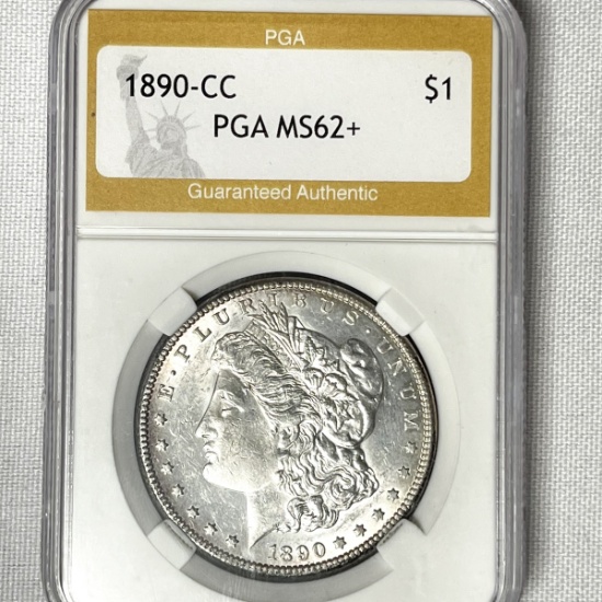 1890-CC Morgan Silver Dollar PGA-MS62+