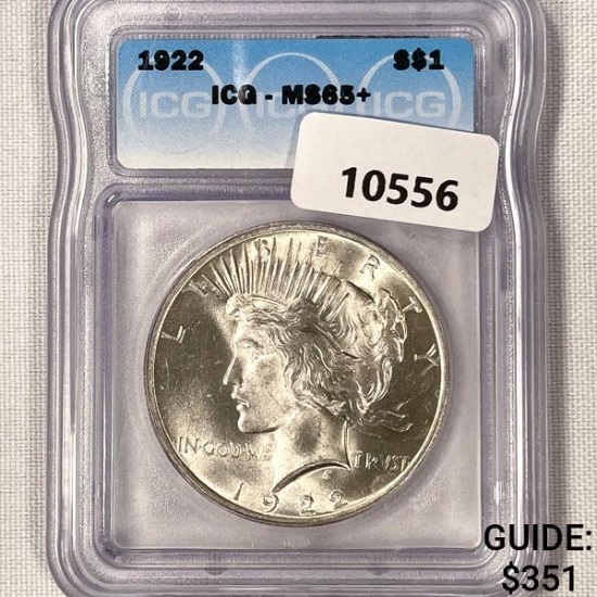 1922 Silver Peace Dollar ICG-MS65+