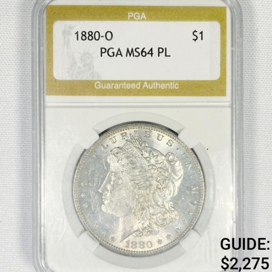 1880-O Morgan Silver Dollar PGA-MS64 PL