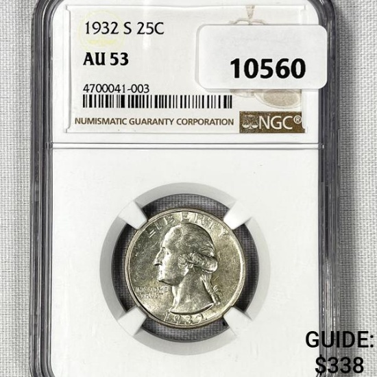 1932-S Washington Silver Quarter NGC-AU53