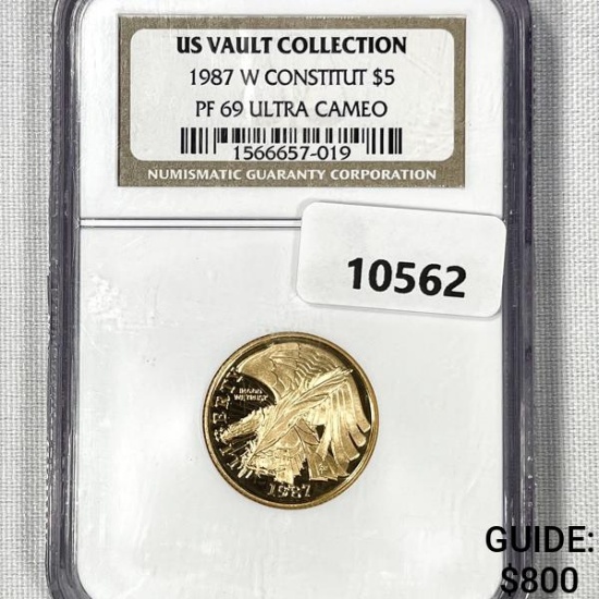 1987 $5 1/10 oz American Gold Eagle NGC-PF69 UC