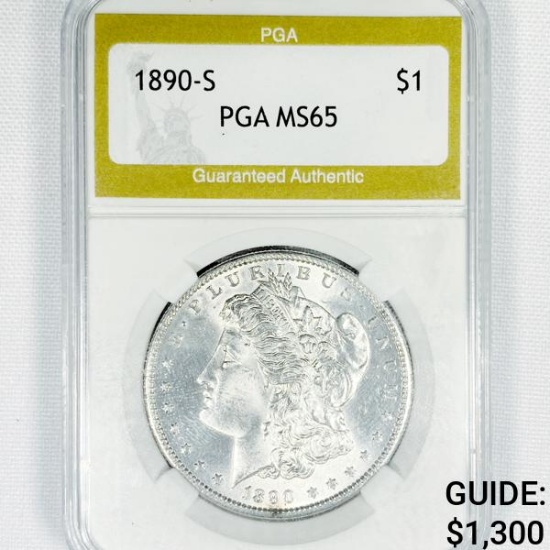 1890-S Morgan Silver Dollar PGA-MS65