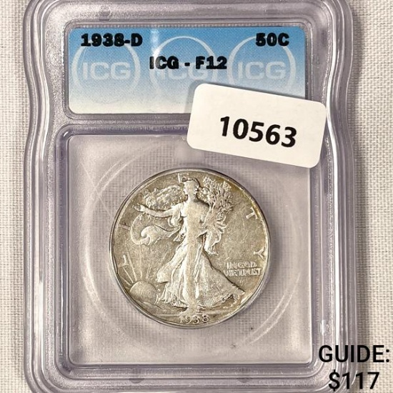 1938-D Walking Liberty Half Dollar ICG-F12