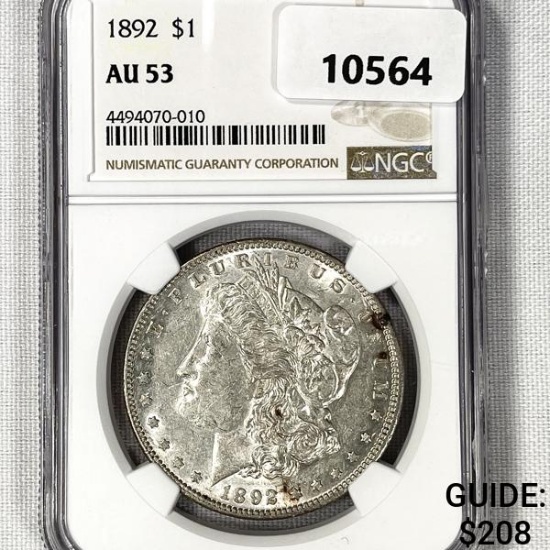 1892 Morgan Silver Dollar NGC-AU53