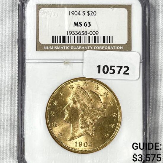 1904-S $20 Gold Double Eagle NGC-MS63