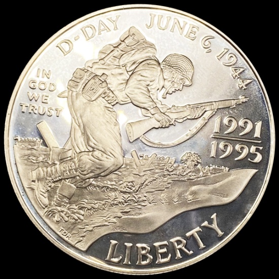 1995-W D-Day Comm. Silver Dollar GEM PROOF