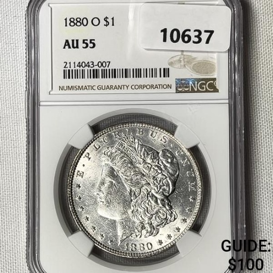 1880-O Morgan Silver Dollar NGC-AU55