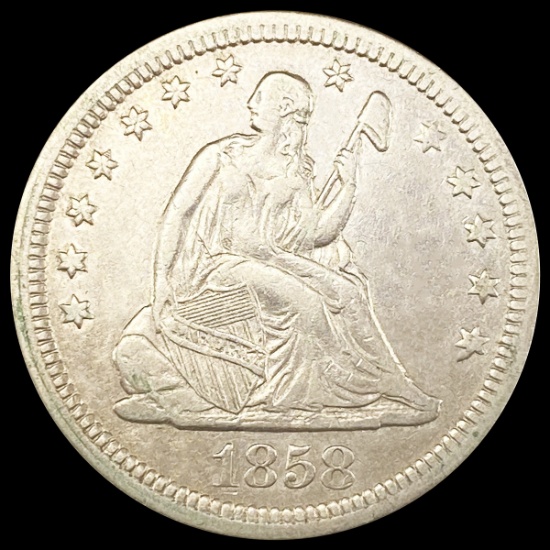 1858 Seated Liberty Quarter CLOSELY UNCIRCULATED