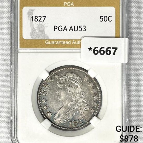 1827 Capped Bust Half Dollar PGA-AU53