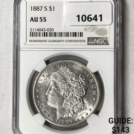 1887-S Morgan Silver Dollar NGC-AU55