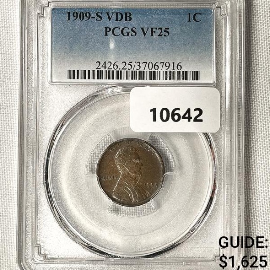 1909-S VDB Wheat Cent PCGS-VF25