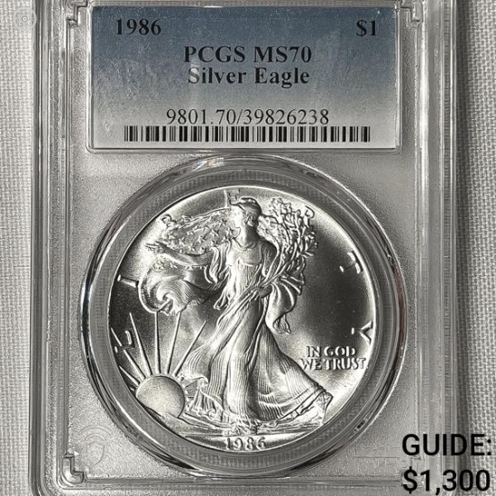 1986 Silver Eagle PCGS-MS70