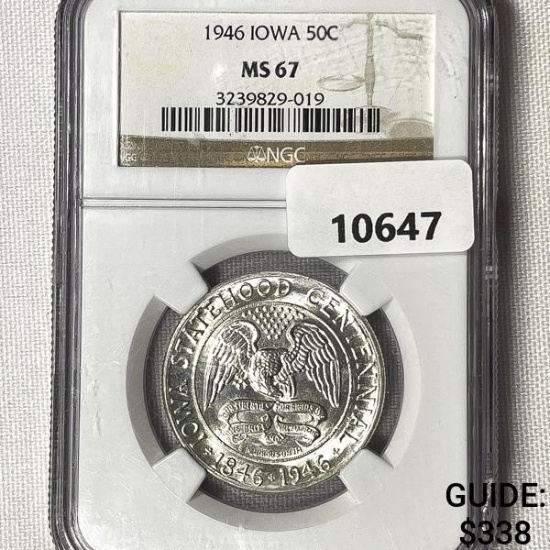 1946 Iowa Half Dollar NGC-MS67