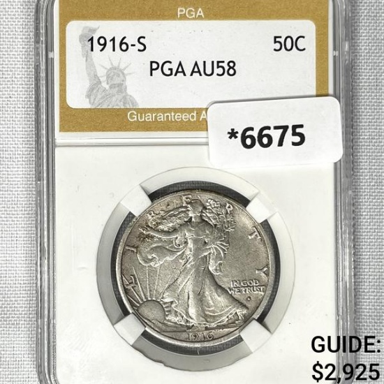 1916-S Walking Liberty Half Dollar PGA-AU58
