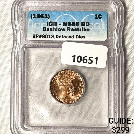 1861 1C CSA Bashlow Restrike ICG-MS68 RD,