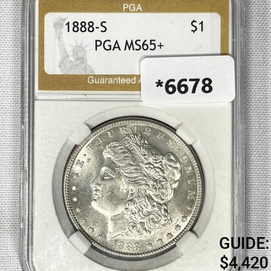 1888-S Morgan Silver Dollar PGA-MS65+