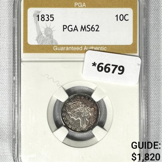 1835 Capped Bust Dime PGA-MS62
