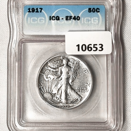 1917 Walking Liberty Half Dollar ICG-EF40