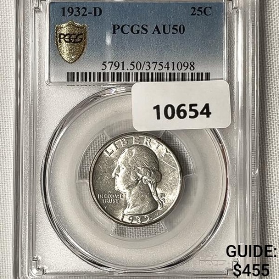 1932-D Washington Silver Quarter PCGS-AU50