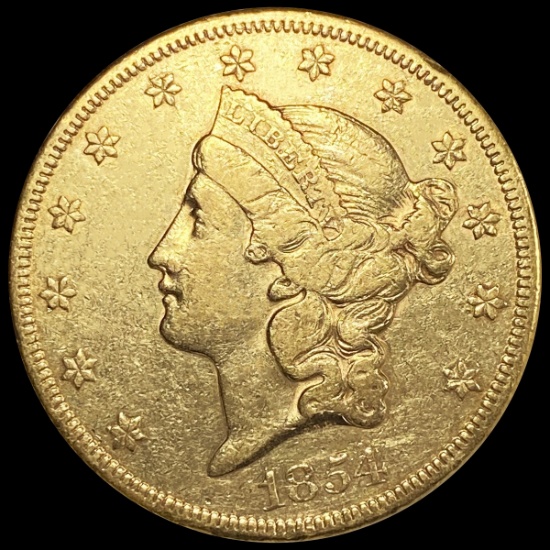 1854 Sm. Date $20 Gold Double Eagle ABOUT