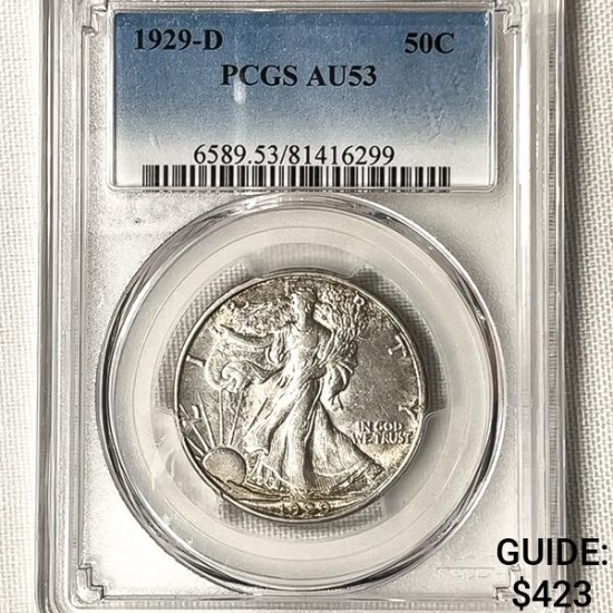 1929-D Walking Liberty Half Dollar PCGS-AU53