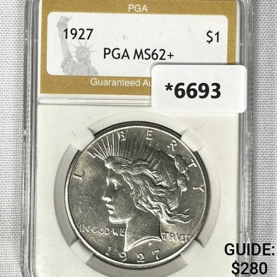 1927 Silver Peace Dollar PGA-MS62+