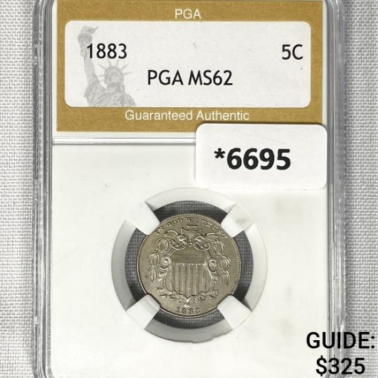 1883 Shield Nickel PGA-MS62