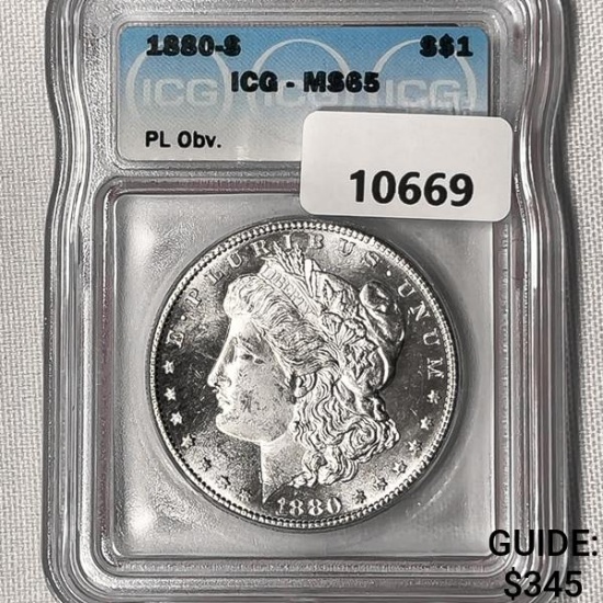1880-S Morgan Silver Dollar ICG-MS65 PL Obv
