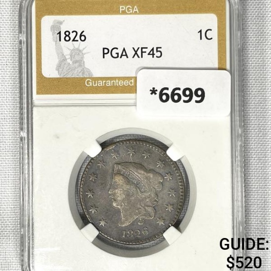 1826 Coronet Head Large Cent PGA-XF45