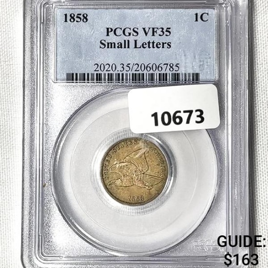 1858 Flying Eagle Cent PCGS-VF35 Sm Letters