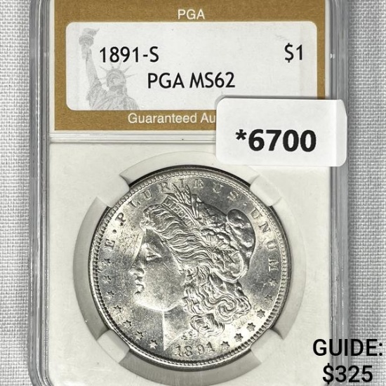 1891-S Morgan Silver Dollar PGA-MS62