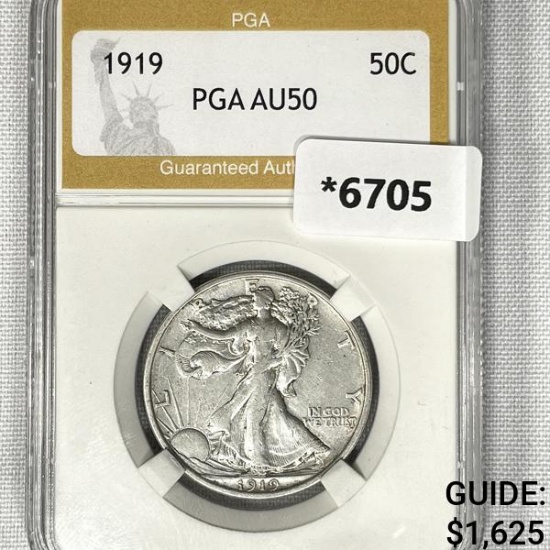 1919 Walking Liberty Half Dollar PGA-AU50