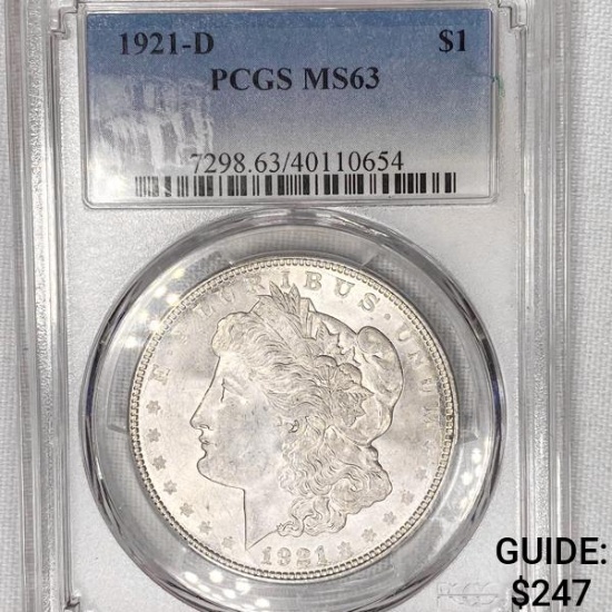 1921-D Morgan Silver Dollar PCGS-MS63