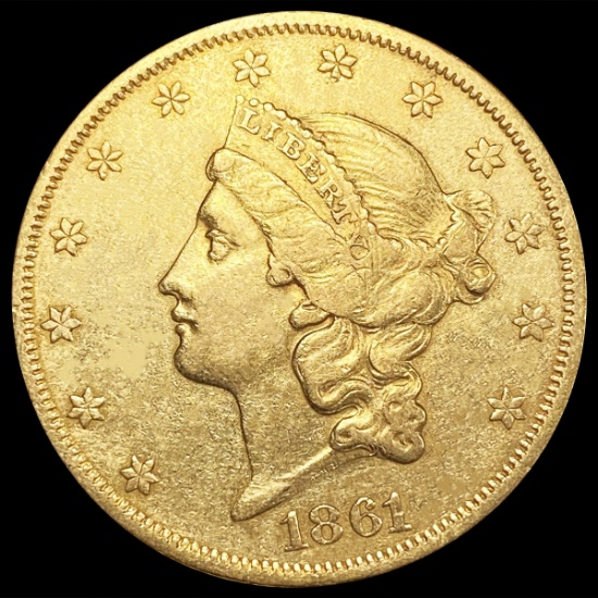 1861 $20 Gold Double Eagle CLOSELY UNCIRCULATED